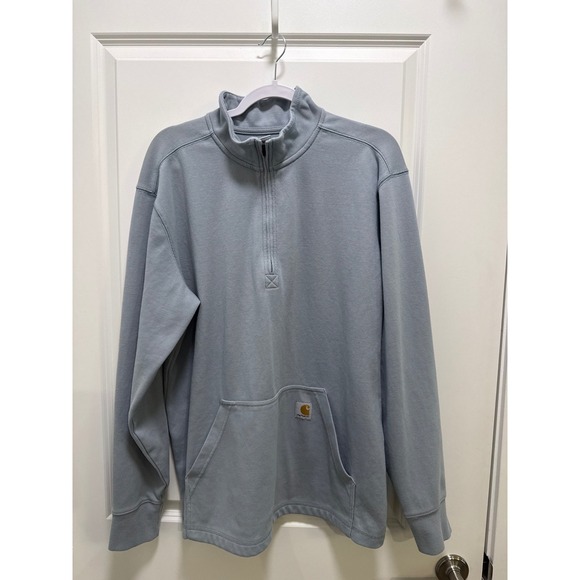 Carhartt Other - Carhartt Mens Relaxed Fit Quarter Zip Pullover Sweatshirt Light Blue Large
